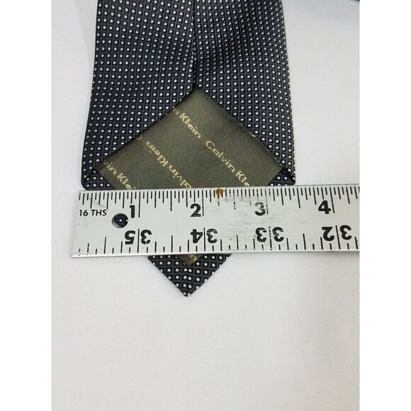 Calvin Klein Mens Silk Necktie Black Micro Dot Pattern 3.5" Width 59" Length - Picture 7 of 8